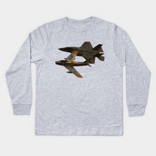 F-86 Sabre and F-35 Lightning II Kids Long Sleeve T-Shirt